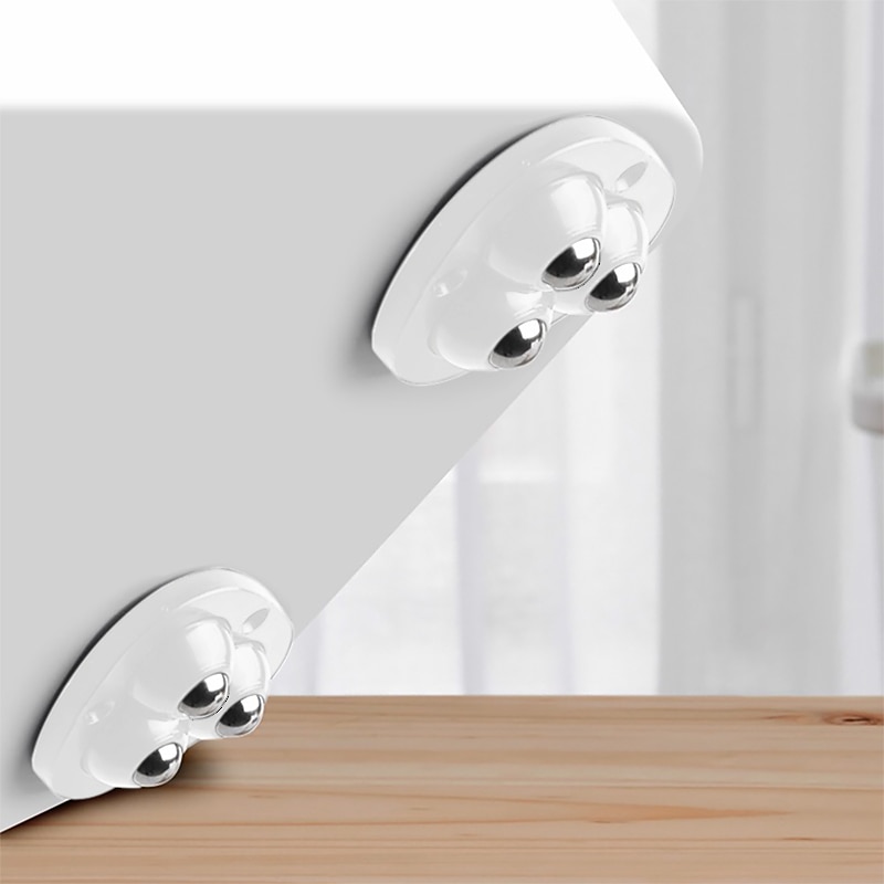 4Pcs Mute Rollers For Furniture Self Adhesive 3 Beads Ball Wheels Universal Pulley 360 Rotating Wheels for Bins Storage Box2