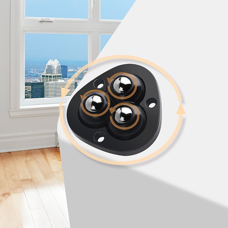4Pcs Mute Rollers For Furniture Self Adhesive 3 Beads Ball Wheels Universal Pulley 360 Rotating Wheels for Bins Storage Box4