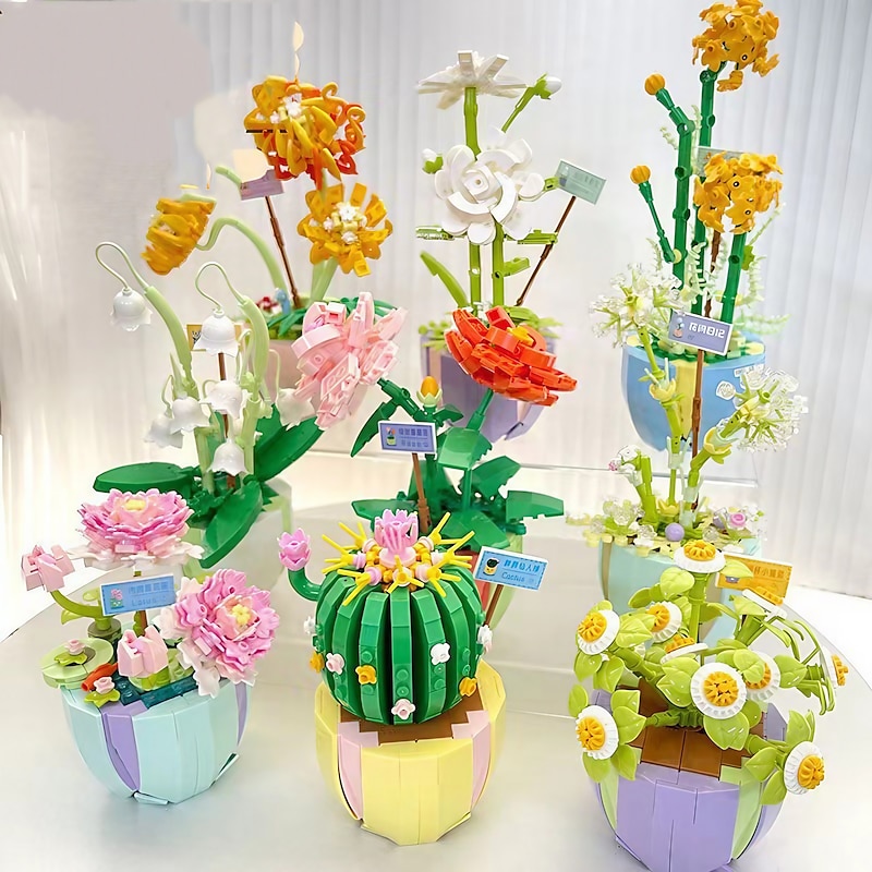 Women's Day Gifts Compatible With Puzzle Assembly Toys Small Particle Building Blocks Flowers Meat Potted Plants Bouquet Decorations Girls' Gifts Mother's Day Gifts for MoM