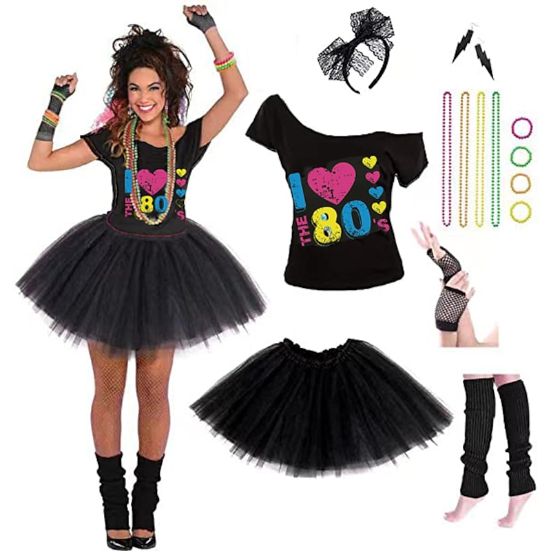 Disco 1980s Outfits T-shirt Women's Costume Headbands Beaded Necklace Vintage Cosplay Masquerade Party & Evening Club More Accessories 16