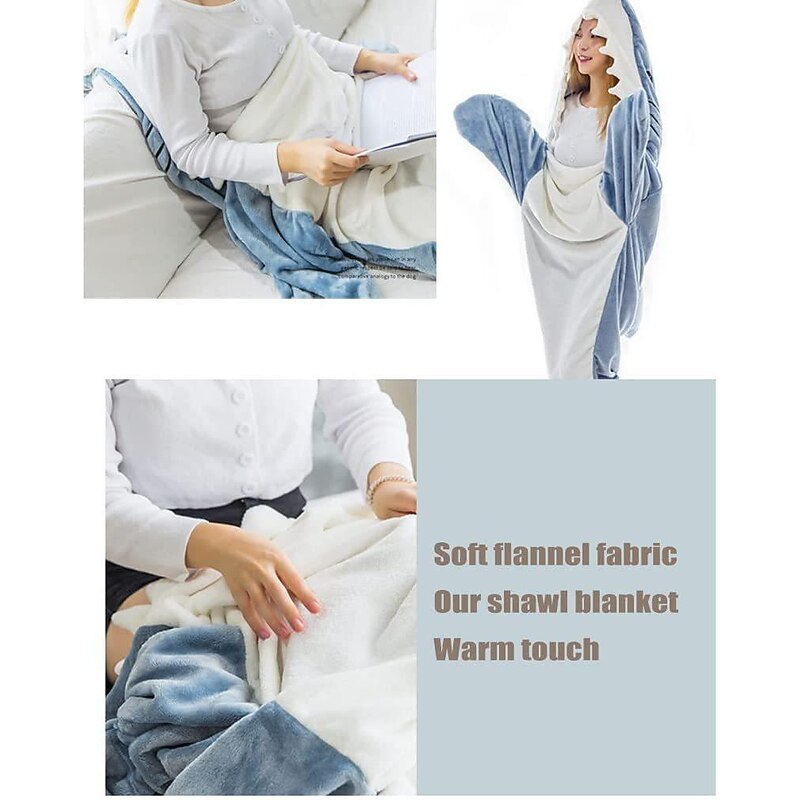 Shark Blanket Kigurumi Pajamas Sofa Blanket for Adults' Unisex Cute Christmas Halloween Carnival Easy Halloween Costumes 16