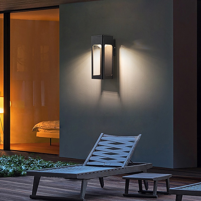 Outdoor Waterproof IP65 LED Long Strip Wall Light Modern Wall-Mounted Lamp Sconce Suitable for Living Room Courtyard Porch Patio, Black,Die-cast Aluminum Lights Warm White AC85-265V