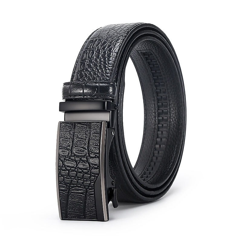 Men's Leather Belt Tactical Belt Black 1# Black 2# Cowhide Plain Daily Wear Going out Weekend4