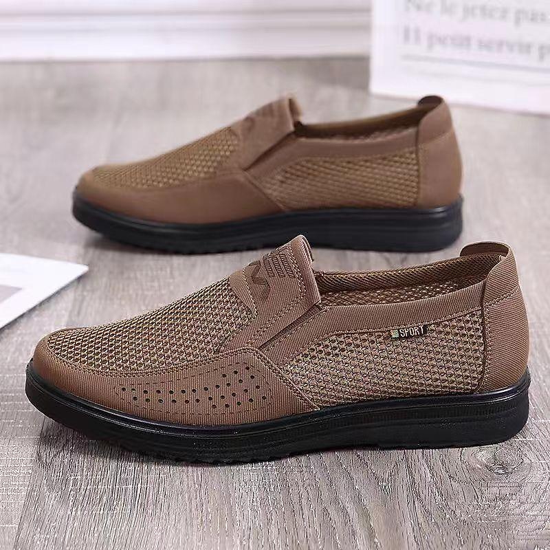 Men's Brown Mesh Slip-On Walking Shoes with Breathable Upper and Cushioned Sole, Lightweight Casual Loafers for Summer Travel, Driving and Daily Wear2