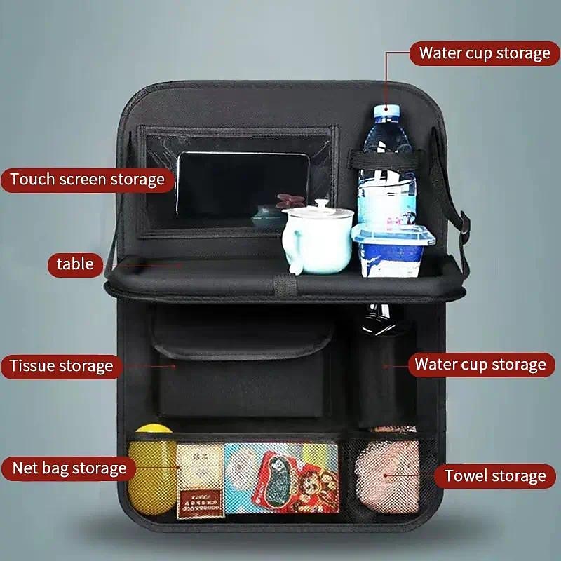 Car Accessories Universal Car Seats Organizer with Tray Tablet Holder Multi-Pocket Storage Automobiles Interior Stowing Tidying3