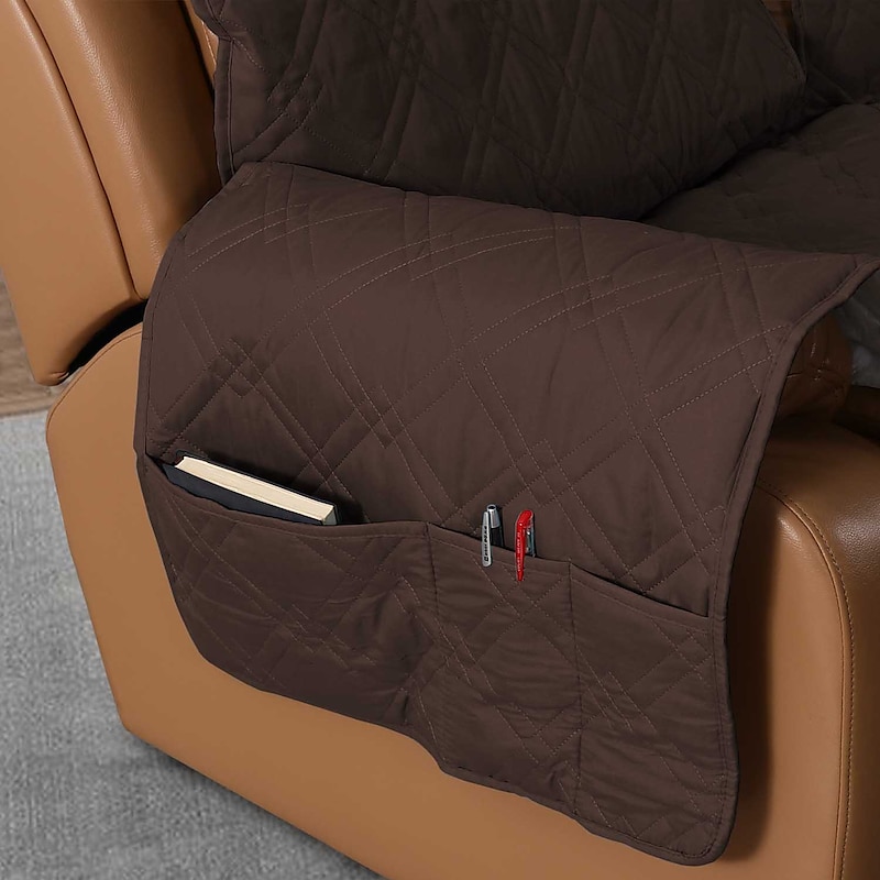 3 Seater Anti-Slip Reclining Couch Covers fit Leather Recliner Sofa Water Resistant Anti-Scratch Couch Cover for Double Recliner Split Sofa Cover for Each Seat Furniture Protector with Elastic Straps3