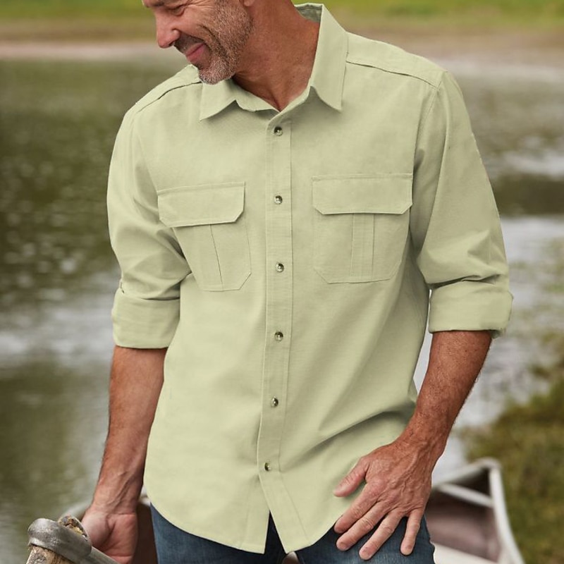 Men's Hiking Shirt Fishing Shirt Outdoor Long Sleeve UPF50+ UV Protection Breathable Quick Dry Sweat wicking Top Summer Spring Outdoor Fishing Daily Wear Black Army Green Khaki