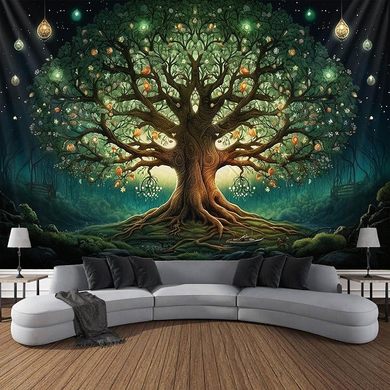 Boho Hanging Tapestry Wall Art Tree of Life Large Tapestry Mural Decor Photograph Backdrop Blanket Curtain Home Bedroom Living Room Decoration4