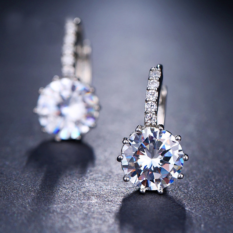 2pcs Stud Earrings Hoop Earrings For Women's Cubic Zirconia Citrine Wedding Party Casual Zircon Alloy Solitaire Round Cut Graduation2