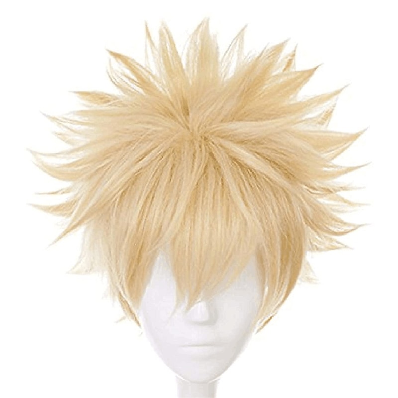 Blonde Spiky Short Wig for Men Boys Cosplay Short Blonde Wig Anime Cosplay Wig for Cosplaymaker Mens Wig Wavy Synthetic Wig for Carnival Costume Party2