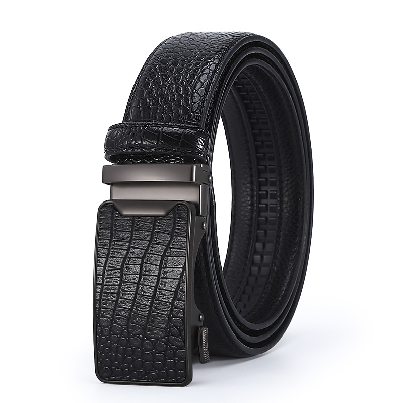 Men's Leather Belt Tactical Belt Black 1# Black 2# Cowhide Plain Daily Wear Going out Weekend2