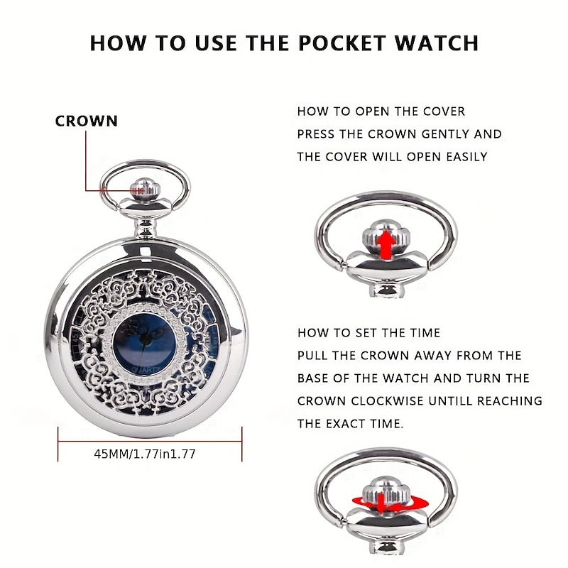 Starry Blue Dial Pocket Watch Roman Numerals Pendant Bronze Hollow Case  Quartz Pocket Watch Steampunk Vintage Necklace Hanging Watches Souvenir Gifts for Men Women2