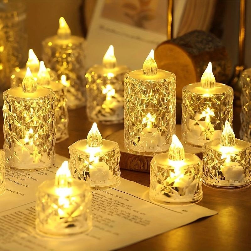 3PCS Crystal Flameless Candle Light LED Electronic Candle Lights Battery Powered Ambient Lights for Halloween Wedding Party Dating Festival Christmas Room Home Decor2