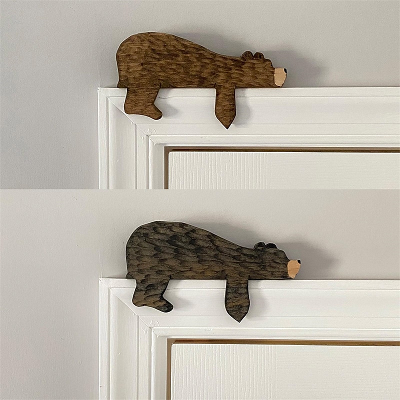 1pc Wooden Wall Decor Bear Door Topper Wall Accent Door Frame Modern Home Decor for Home Wooden Decoration Indoor Outdoor Decor 9x16cm/3.54''x6.3''