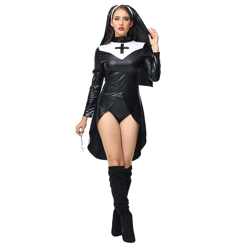Nurse Nun Halloween Cosplay Costume Headpiece Socks / Long Stockings Outfits Cosplay Adults' Women's Halloween Masquerade Performance Party Halloween Easy Halloween Costumes Dress Up3
