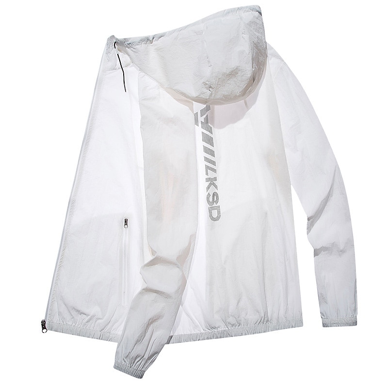 Men's UPF 50+ UV Sun Protection Zip Up Hoodie Long Sleeve Fishing Running Hiking Jacket Summer Outdoor Windproof Ultra Light (UL) Quick Dry Outerwear Coat Top Climbing Beach Yellow Blue Grey White