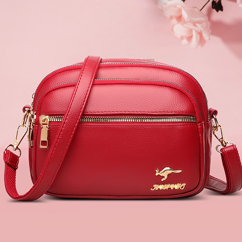 Women's Crossbody Bag Shoulder Bag Dome Bag PU Leather Shopping Daily Zipper Large Capacity Waterproof Lightweight Solid Color Black Red Purple4