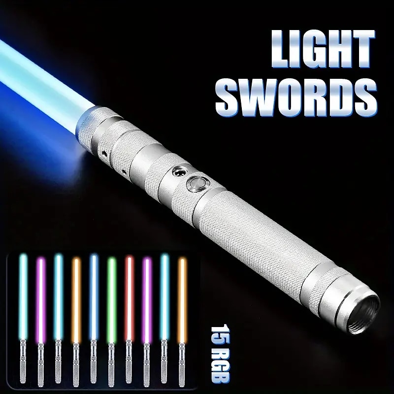 Light Up Toys Metal Hilt 3 Sound Modes Rechargeable Force FX Heavy Dueling Light Toys Set Cosplay Children Adults for Hallown for Christmas Gifts4