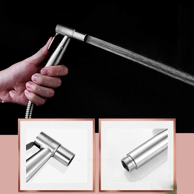 Bidet Sprayer Set No Drilling Bracket for Toilet Stainless Steel Head and Hose 1.5m/3m, Wall Mounted Handlheld Spray, Shattaf Diaper Cleaning for Personal Hygiene2