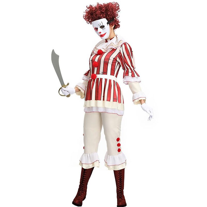 Burlesque Clown Pennywise Halloween Cosplay Costume Party Costume Outfits Cosplay Adults' Women's Halloween Carnival Masquerade Performance Party Easy Halloween Costumes Dress Up4