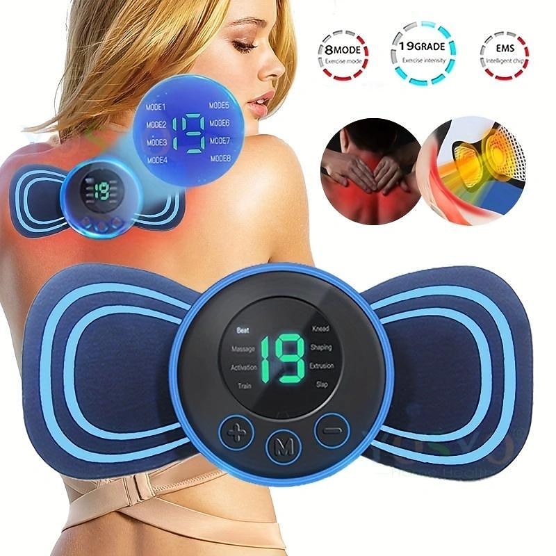 1pc Mini Portable Electric Neck Massager Patch Relieve Back & Shoulder Hip Pain Instantly With Cervical Massage Pad