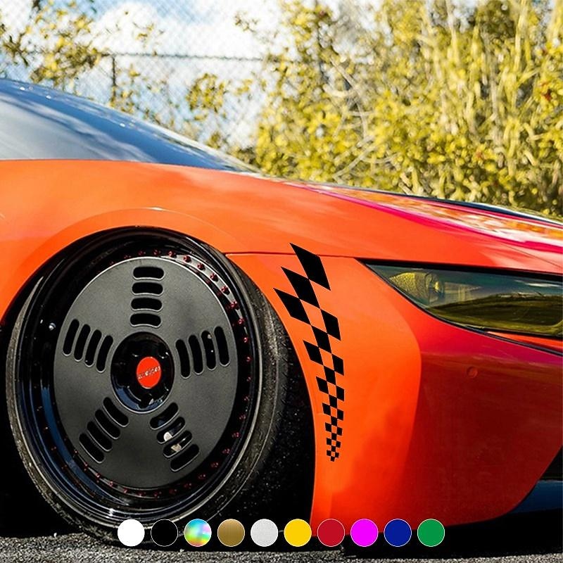 4PCS Fashion Racing Car Stickers Checkered Flag Car Accessories Waterproof Vinyl Decal3