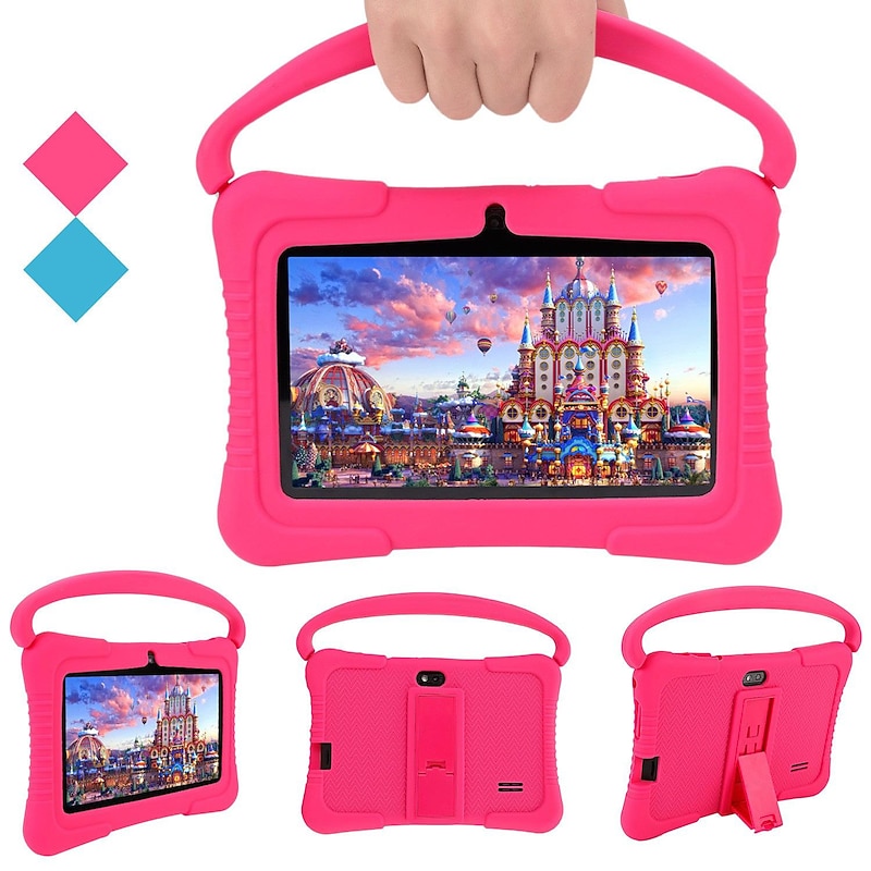 7 Inch Kids Education Tablet PC 2GB RAM32G ROM , Safety Eye Protection Screen, WiFi, Dual Camera , Games, Parental Lock, Study PC With Silicone Protect Case2