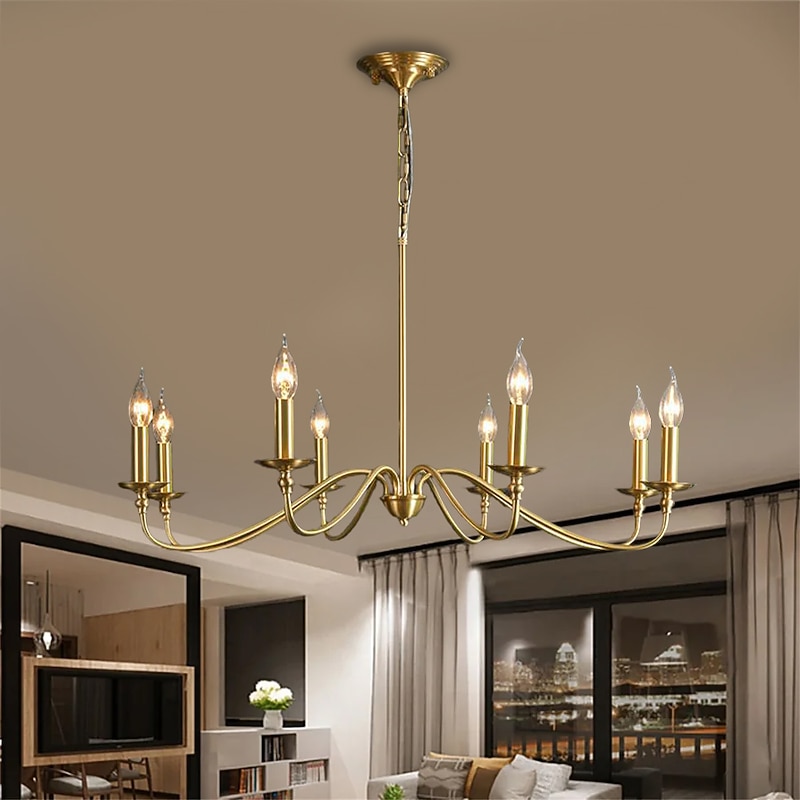 Gold Chandelier 8-Light Modern Chandelier for Dining Room, Bedroom, Foyer, Living Room, Kitchen Island, Entryway, Office, Bar,Farmhouse Decor 110-240V