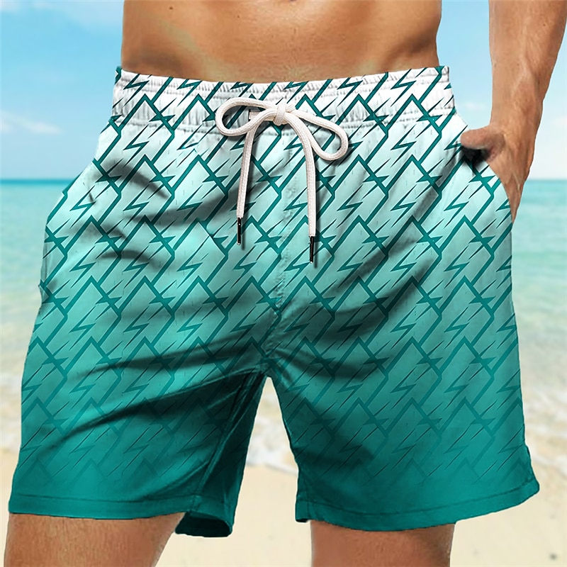Men's Gradient Graphic Prints Geometry Swim Trunks Swim Shorts Board Shorts Mid Waist Hawaiian Boho Casual Daily Holiday Drawstring with Mesh lining Elastic Waist Designer Clothing Apparel2