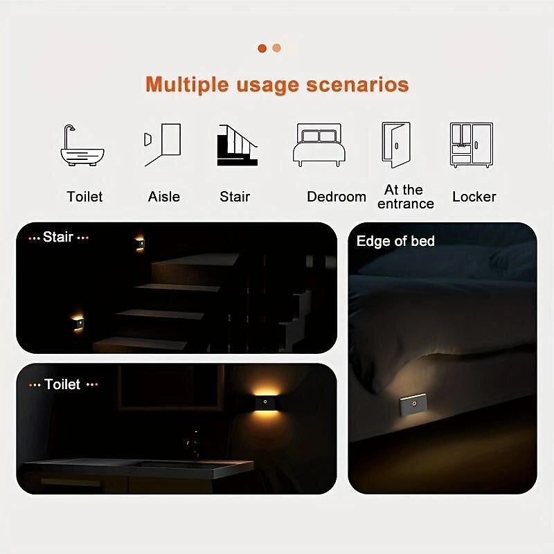 Wireless Intelligent Motion Sensor Lamp Home Aisle Led Night Light Automatic Voice Control Light Staircase Wall Lamp Usb Charging4