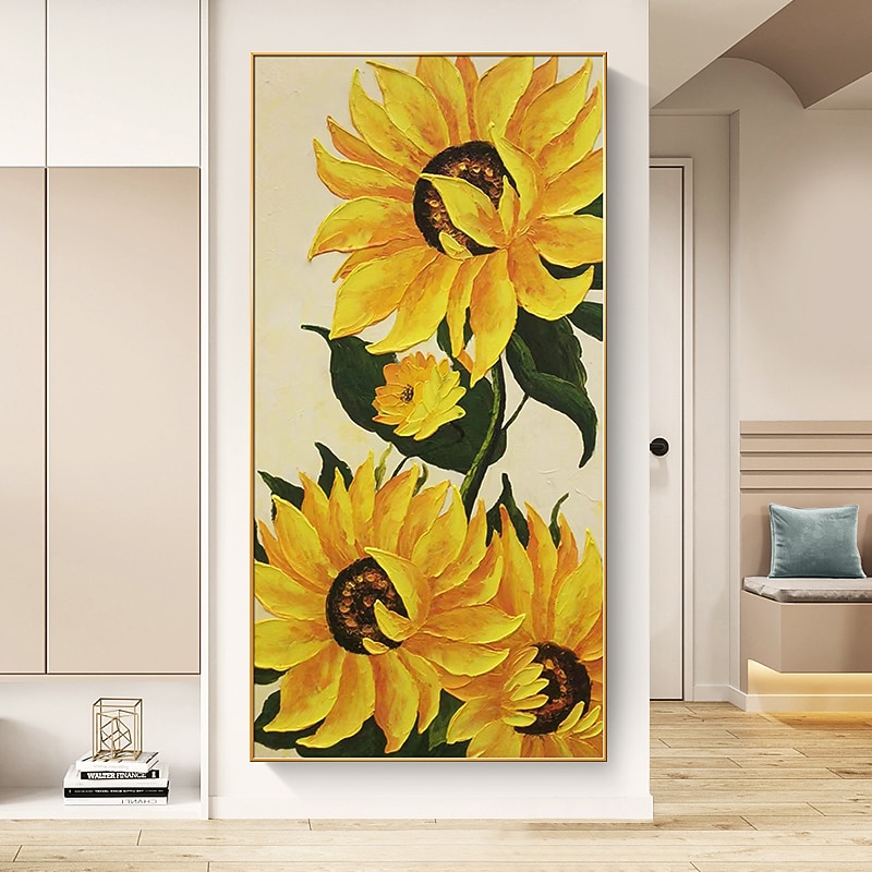 Handmade Oil Painting Canvas Wall Art Decoration Sunflower Flower Landscape for Home Decor Rolled Frameless Unstretched Painting
