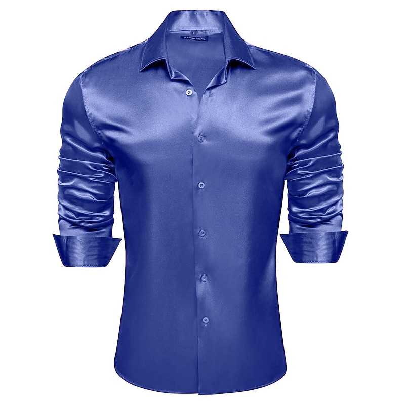 Men's Dress Shirt Non Iron Shirt Wedding Going out Wine Light Green Army Green Royal Blue Long Sleeve Turndown Spring Fall Clothing Apparel3