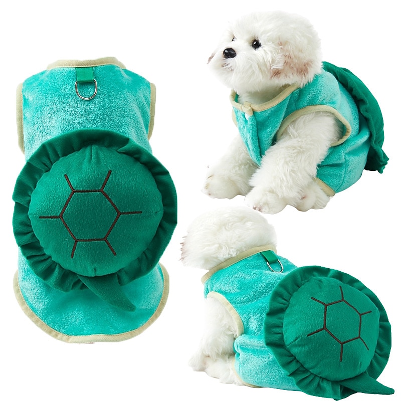 Dog Costume for Cosplay, Carnival  Pet Clothes Cute Turtle Shaped Flannel Dog Clothes