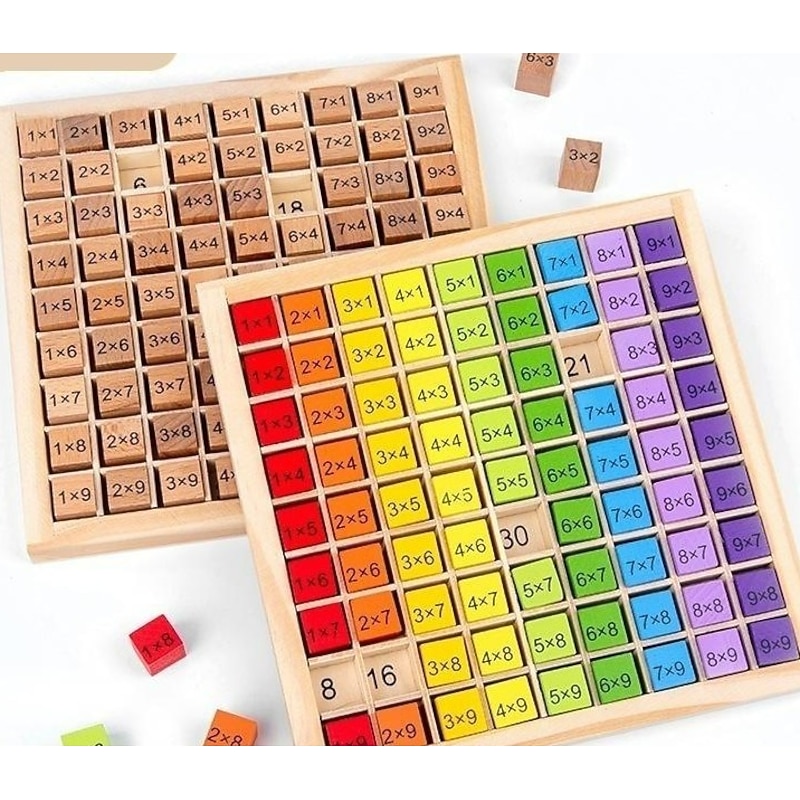 Wooden 9*9 Multiplication Table Building Blocks Children'S Wooden Early Education Educational Learning Toys Teaching Aids 99 Operation Table Back to School3