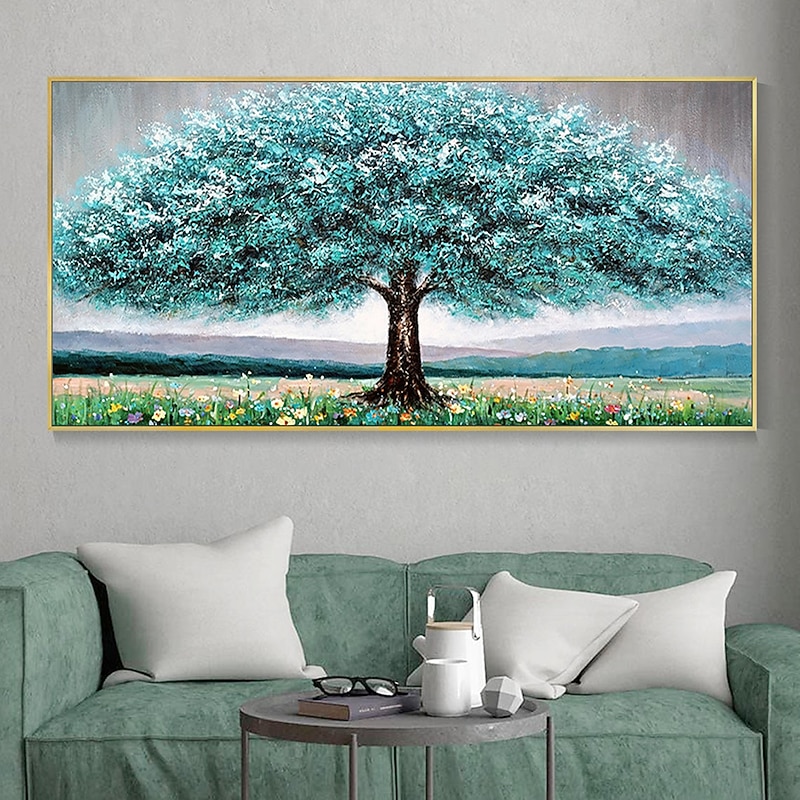 Mintura Handmade Abstract Tree Landscape Oil Paintings On Canvas Wall Art Decoration Modern Pictures For Home Decor Rolled Frameless Unstretched Painting4