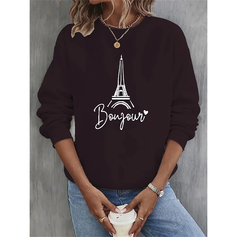 Women's Sweatshirt Burgundy Hoodie Pullover 100% Cotton Graphic Letter Street Casual Vintage Basic Round Neck Long Sleeve Top Micro-elastic Fall & Winter Comfrt Breathable Soft Fabric3