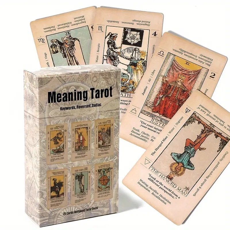 Meaning Tarot Card With Meaning On Them Beginner Tarot Keyword Antiqued Tarot Deck Learn Tarot 78 Cards for Christmas Gifts2