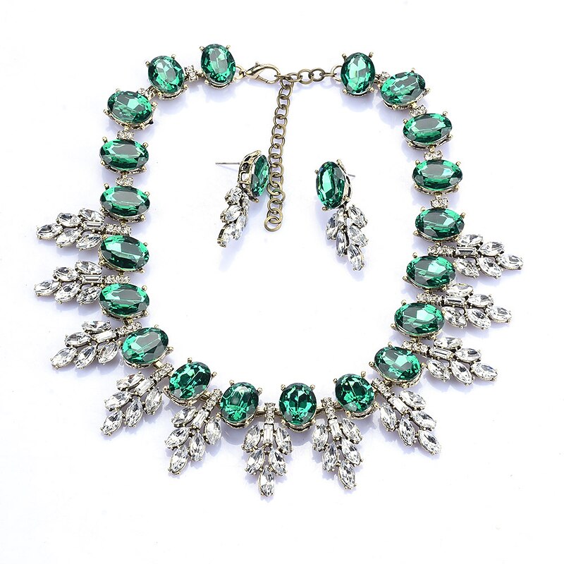 1 set Drop Earrings Choker Necklace For Women's Sapphire Crystal Cubic Zirconia Multicolor Wedding Party Masquerade Rhinestone Alloy Oval Cut Leaf dress to impress4