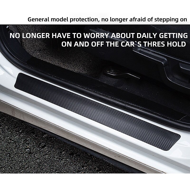 4PCs Car Door Stickers Universal Sill Scuff Anti Scratch Carbon Fiber Auto Door Sticker Car Accessories Styling4