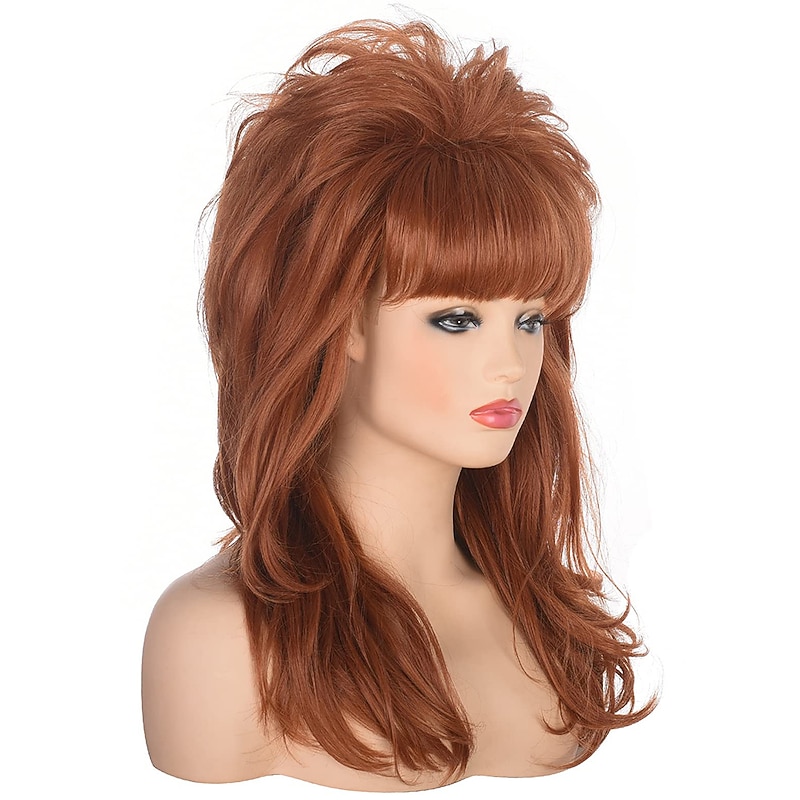 80s Women Peggy Bundy Beehive Wig Long Wavy Ginger Bouffant Synthetic Hair wigs for Married Housewife Big Red Vintage Costume Cosplay Carnival Party Halloween Wigs2