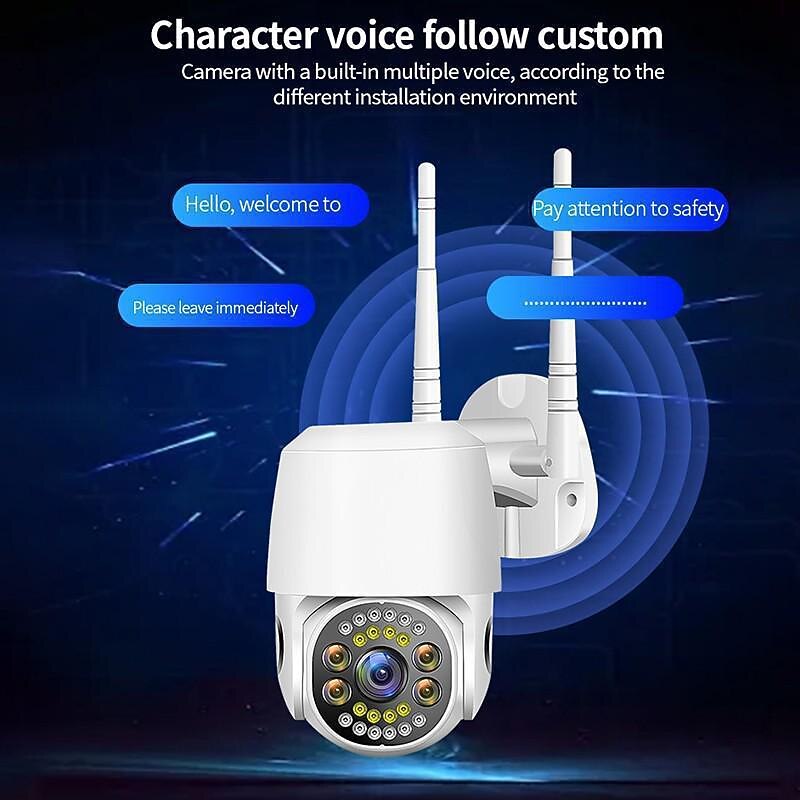 Five Lens HD 1080P/720P Wireless Speed Dome PTZ WiFi IP Camera Two-way Intercom Full Color Night Vision Motion Detection 5G Dual-band IP66 Waterproof Indoor and Outdoor Surveillance Camera3