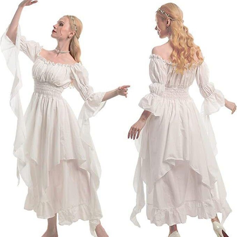 Retro Vintage Rococo Punk & Gothic Dress Regency Inspired Dress Bell Sleeve Puff Sleeve Viking Elven Fancy Dress Women's Celtic Pirate Fantasy Halloween Carnival Masquerade Casual Daily LARP Adults'