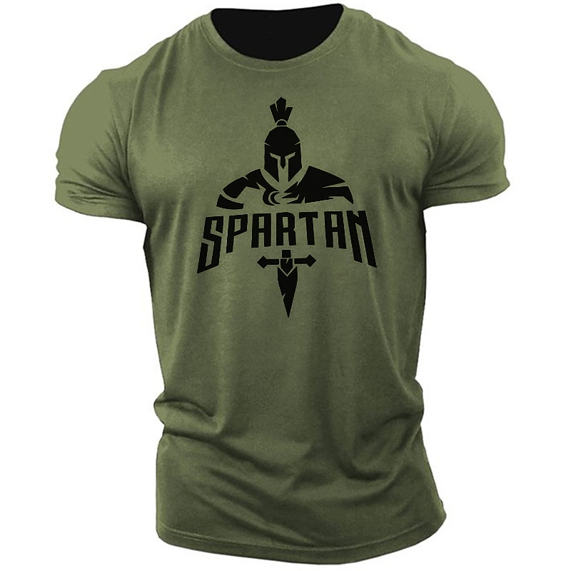 Men's Spartan Graphic T-Shirt Short Sleeve Warrior Fitness Gym Lifestyle