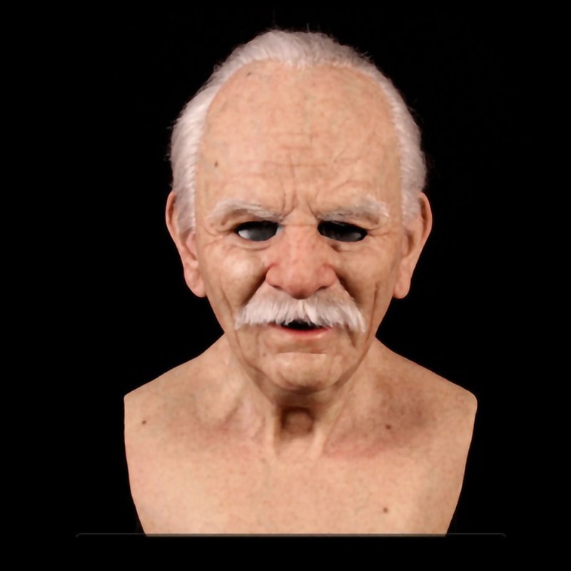 Cosplay Old Man Mask UFO Alien Head Cover Bald Handsome Young Beauty Old Grandma COS Full Face Mask4