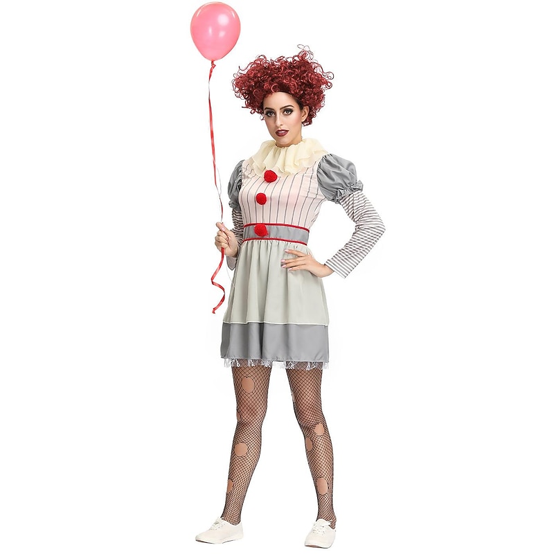 Burlesque Clown Pennywise Halloween Dress Cosplay Costume Party Costume Cosplay Scary Costume Adults' Women's Carnival Masquerade Performance Party Easy Halloween Costumes Dress Up2