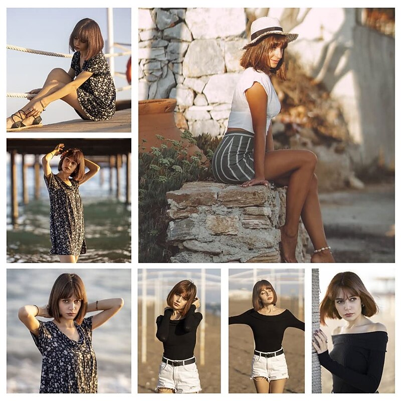 Short Straight Bob Wigs with Air Bangs Honey Brown Wig for Women Shoulder Length Heat Resistant Fiber Hair Wigs3