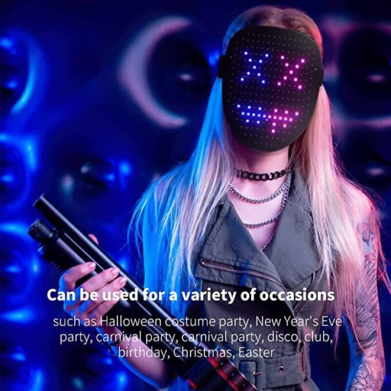 Halloween LED Mask Gesture Light Mask Change Face Induction Party Performance Atmosphere Props3