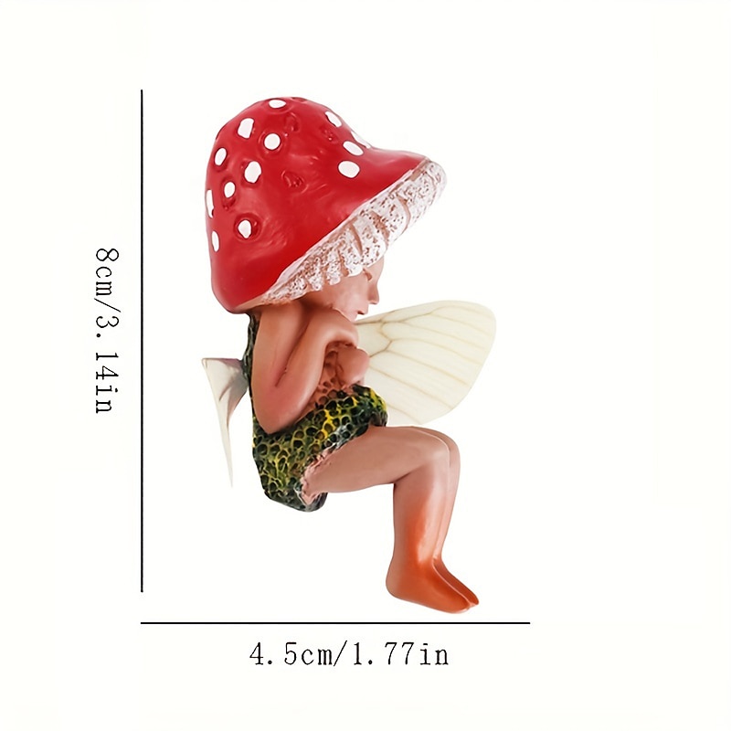Outdoor Sleeping Little Forest Mushroom Fairy Resin Statue Decoration, Mini Hand Painted Resin Crafts Ornament for Home Garden Office3