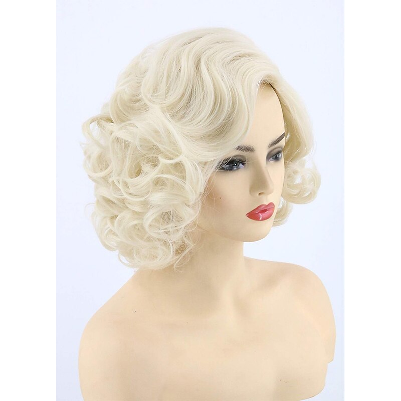 Women Wigs Platinum Blonde Short Curly Carnival Costume Cosplay Wig Halloween Wigs3
