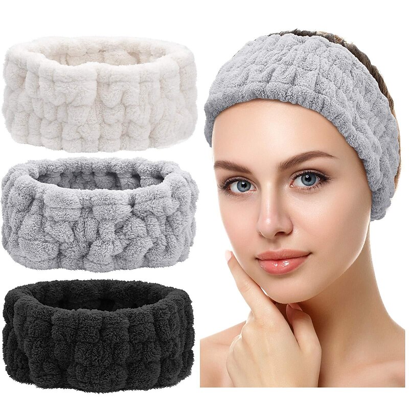 1PC Spa Facial Headband for Makeup and Washing Face Terry Cloth Hairband Yoga Sports Shower Facial Elastic Head Band Wrap for Girls and Women